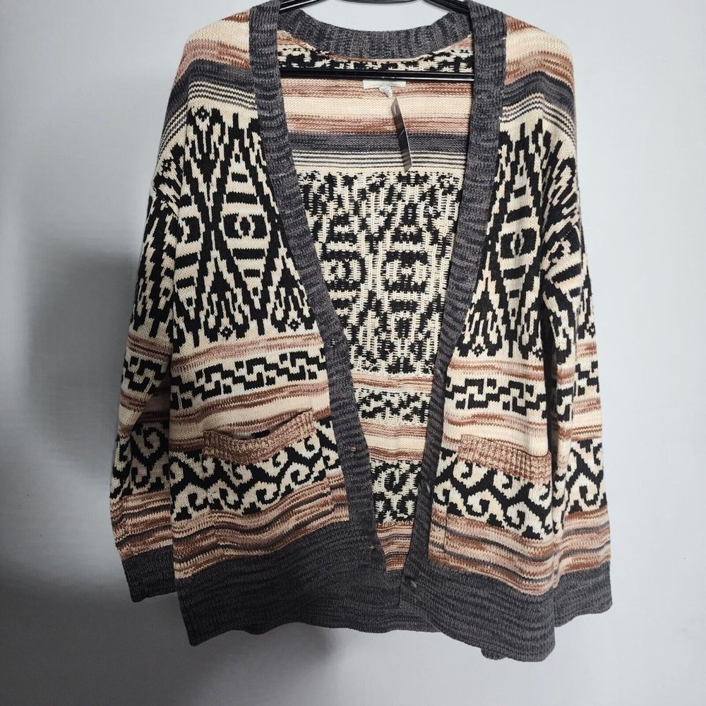 Lucky Brand Women's Blanket Pattern Cardigan Cotton Sweater Size Small NWT - Picture 3 of 11